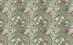 Vintage Green Chinoiserie Wallpaper : Birds & Blossoms Asian Wall Mural - View 7
