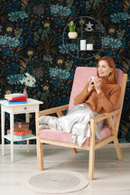 Dark Floral Peel and Stick Wallpaper: Moody Botanical Mural - View 4