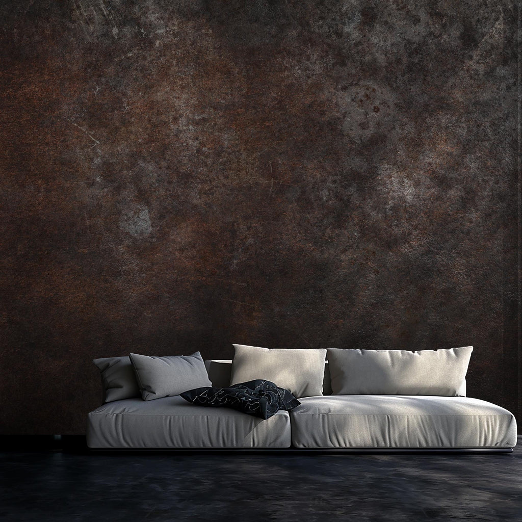 Rustic Brown Concrete Wallpaper: Distressed Texture, Modern Loft Decor, Peel and Stick - View 6