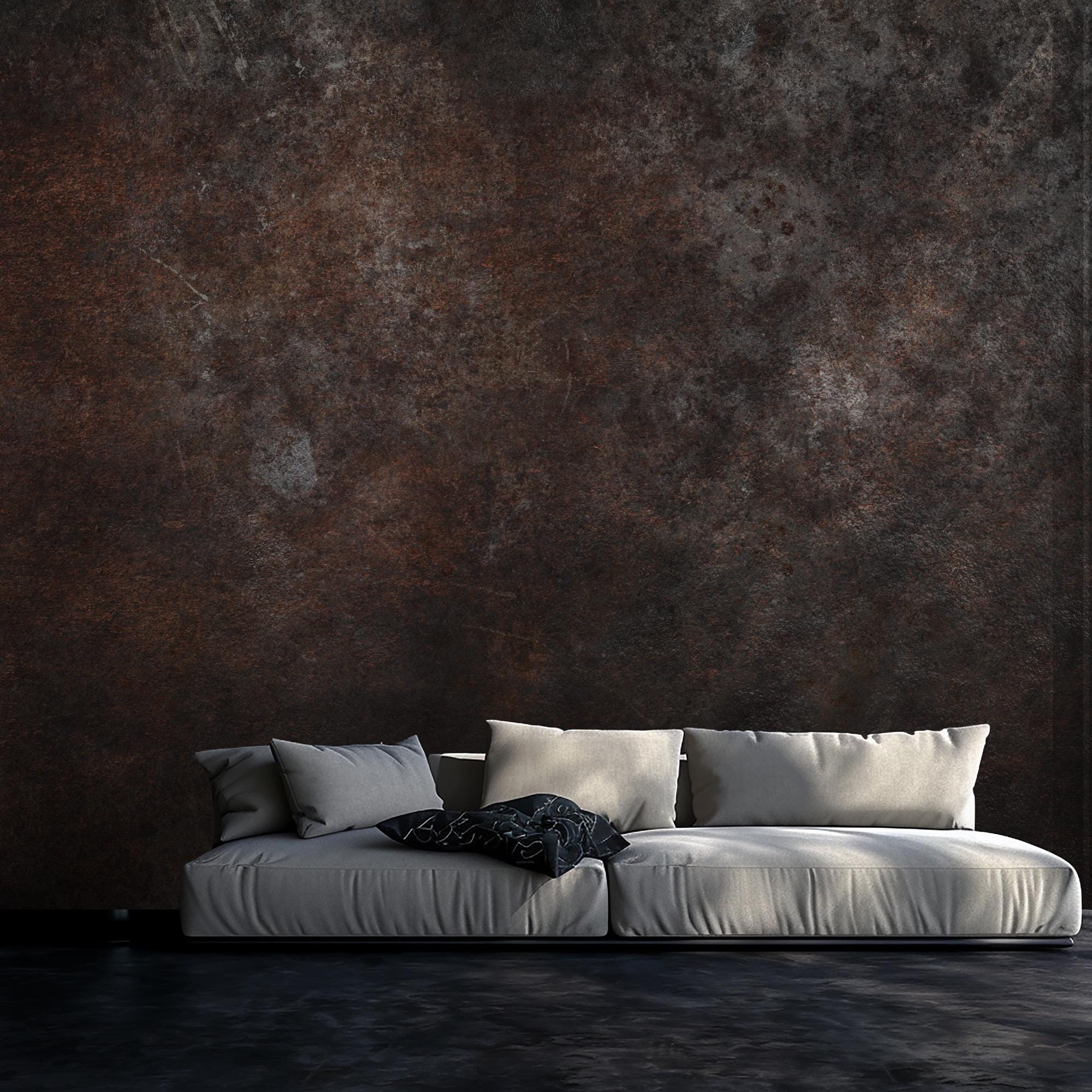 Rustic Brown Concrete Wallpaper: Distressed Texture, Modern Loft Decor, Peel and Stick - View 6
