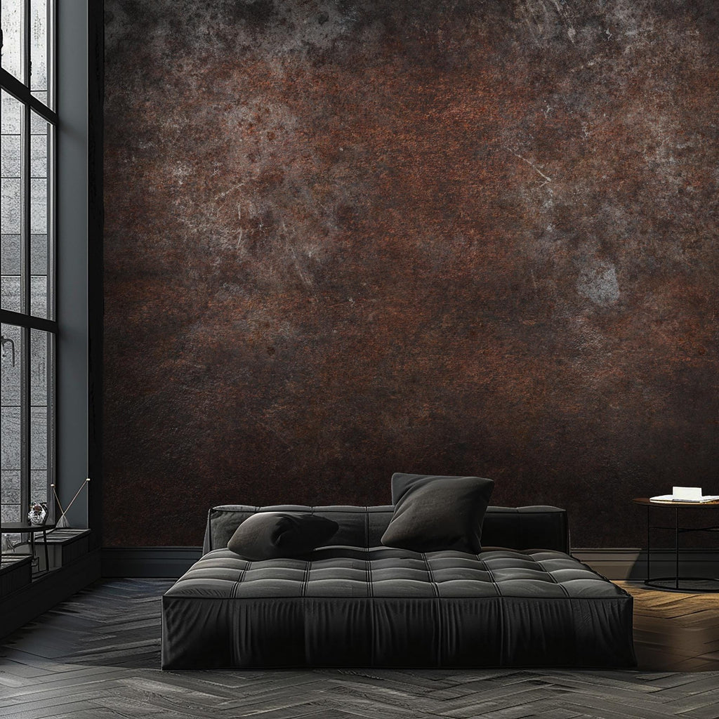 Rustic Brown Concrete Wallpaper: Distressed Texture, Modern Loft Decor, Peel and Stick - View 4