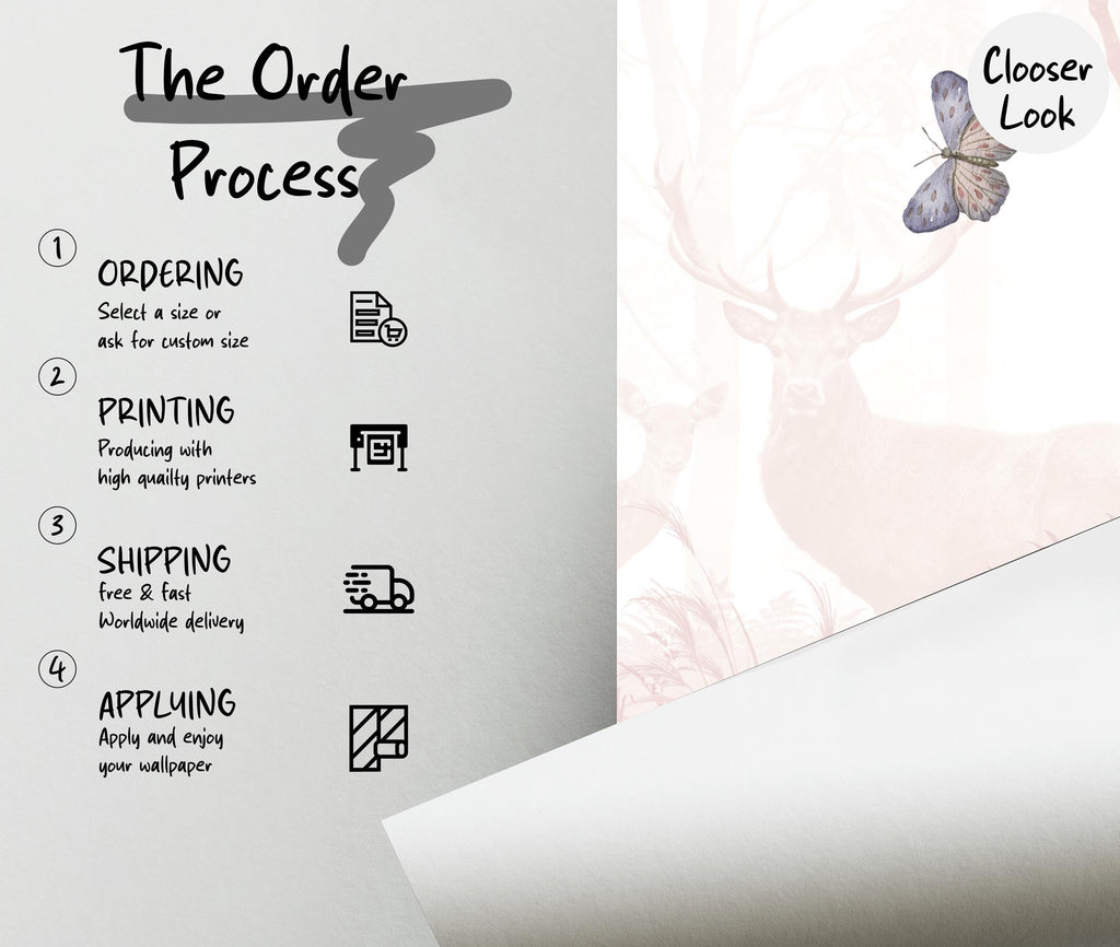 Pastel Butterfly Nursery Mural: Soft Pink Scenic Wallpaper (Peel and Stick) - View 2