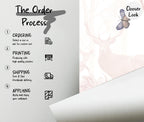 Pastel Butterfly Nursery Mural: Soft Pink Scenic Wallpaper (Peel and Stick) - View 2
