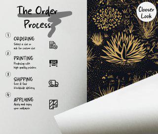 Black and Gold Flowers Wallpaper, Floral Peel and Stick - View 4