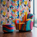 Abstract Floral Wallpaper: Hand Painted Watercolor Wall Mural, Peel and Stick