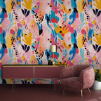 Abstract Floral Wallpaper: Hand Painted Watercolor Wall Mural, Peel and Stick - View 3