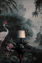 Jungle Crane Wallpaper Mural: Dark Tropical Wall Art, Elegant Interiors - View 5