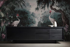 Jungle Crane Wallpaper Mural: Dark Tropical Wall Art, Elegant Interiors - View 3