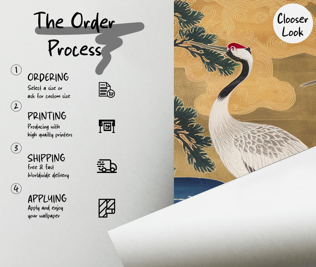 Chinoiserie Crane Wallpaper: Vintage Japanese Birds Wall Mural - View 7