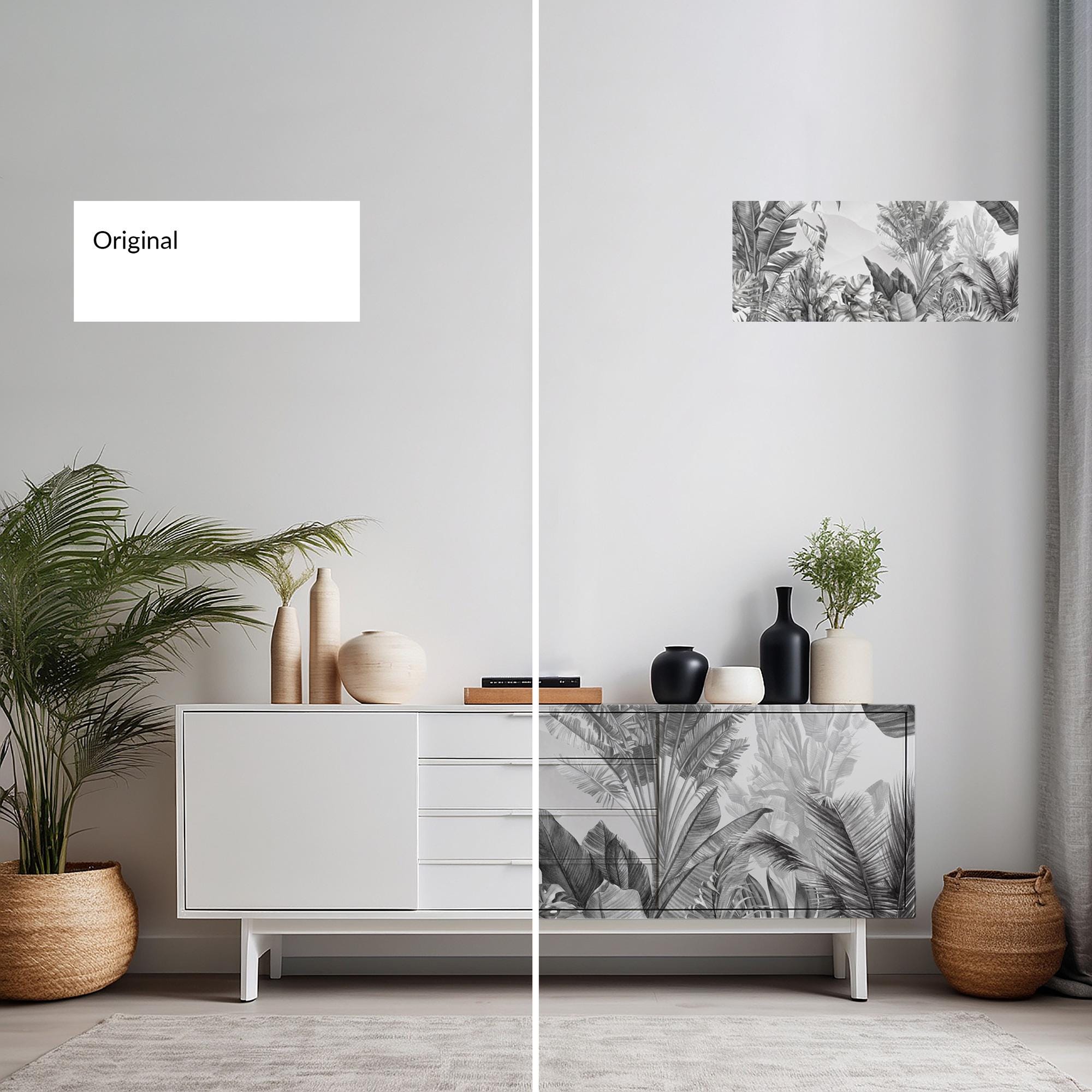 Black and White Tropical Trees Peel and Stick Wallpaper Mural