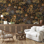 Dark Botanical Wallpaper: Vintage Tropical Peel and Stick Mural - View 2
