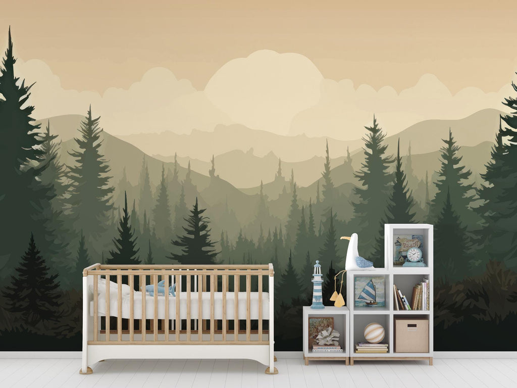 Forest Mountain Wallpaper - Kids Nursery Decor Peel and Stick - View 3