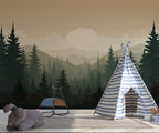 Forest Mountain Wallpaper - Kids Nursery Decor Peel and Stick