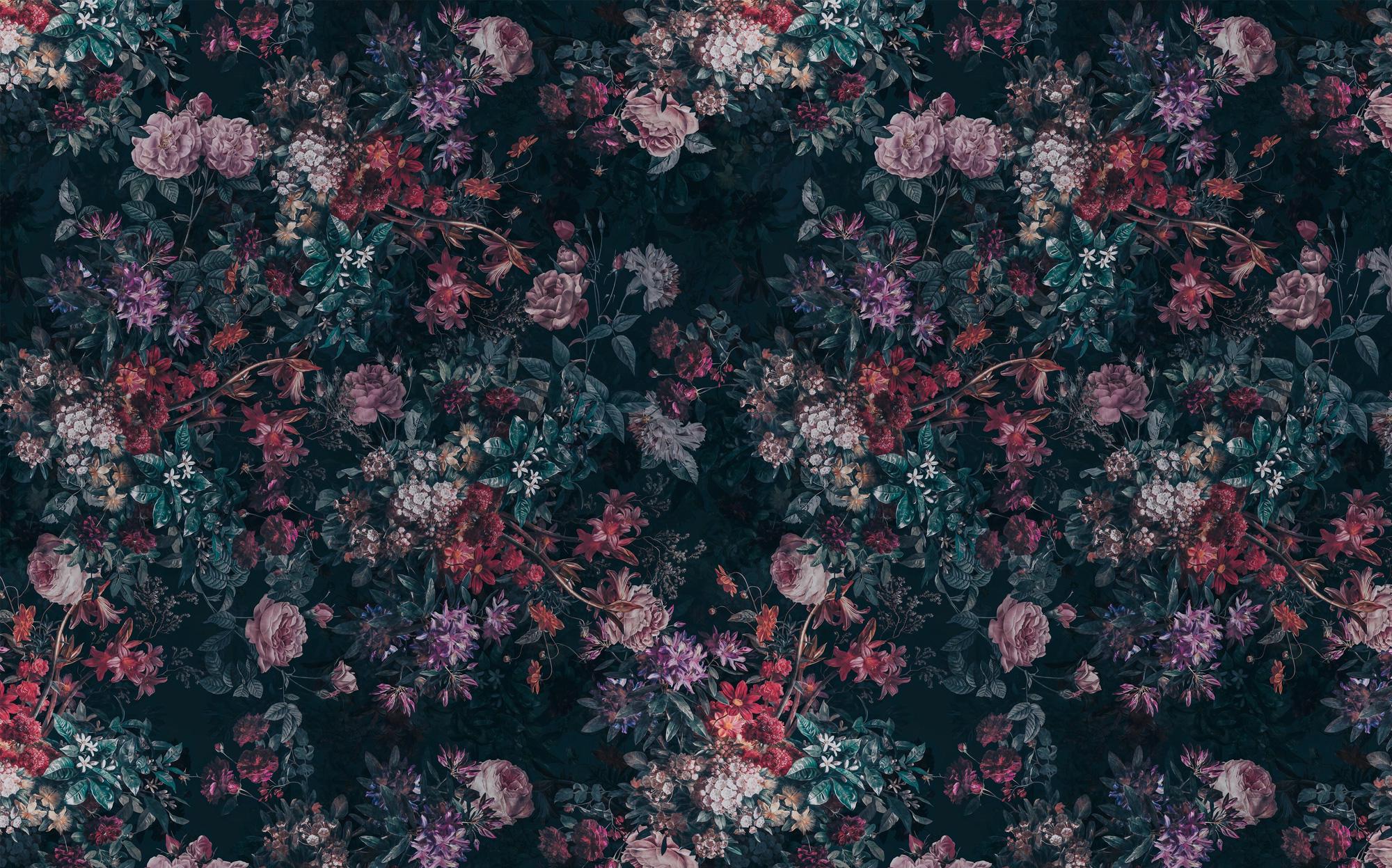 Dark Moody Floral Wallpaper, Peel and Stick Wall Mural, Vintage Blooms Wallpaper, Romantic Cottagecore Decor, Bold Statement Wall Mural - View 5