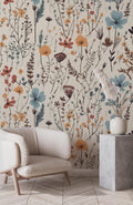 Floral Wallpaper Mural: Vintage Wildflower Pattern, Peel and Stick