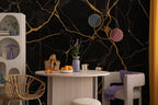 Black and Gold Marble Peel and Stick Wallpaper Mural: Modern Home Decor - View 5