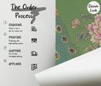 Peacock Chinoiserie Wallpaper: Vintage Floral Green Wall Mural - View 5