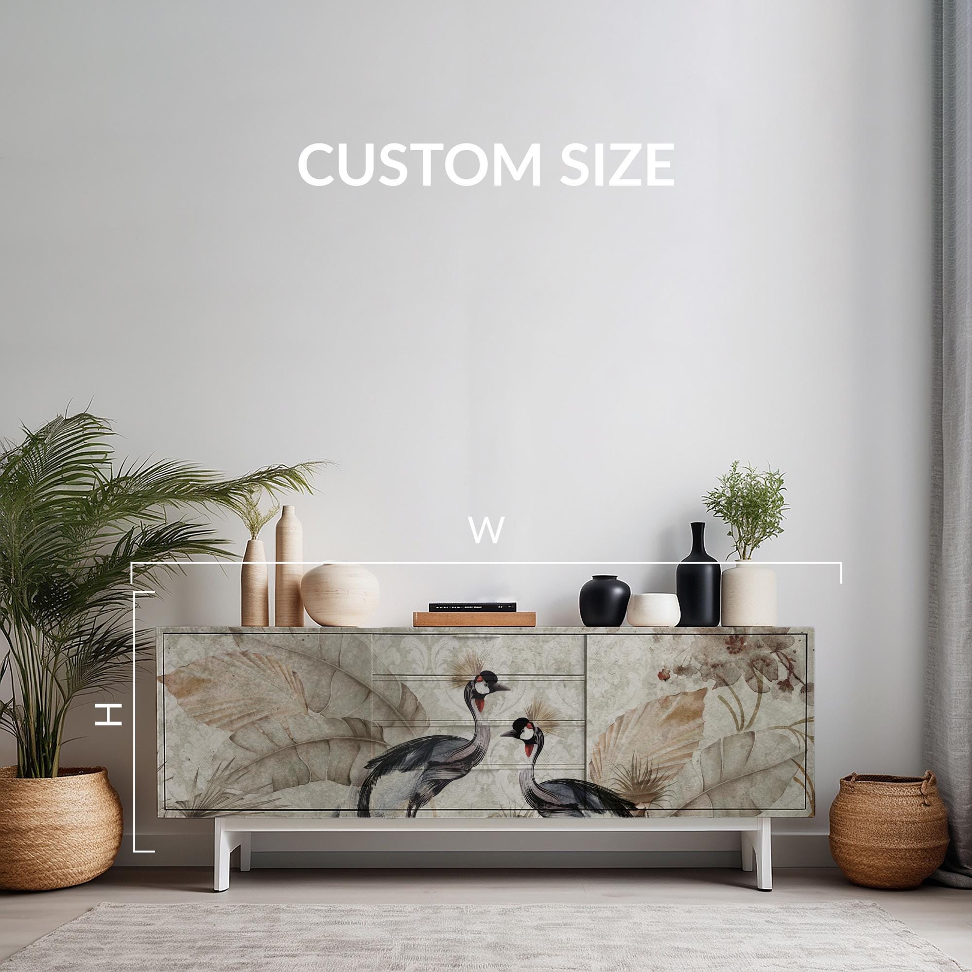 Crane Furniture Wrap: Vintage Bird & Leaf Peel and Stick Decor - View 5