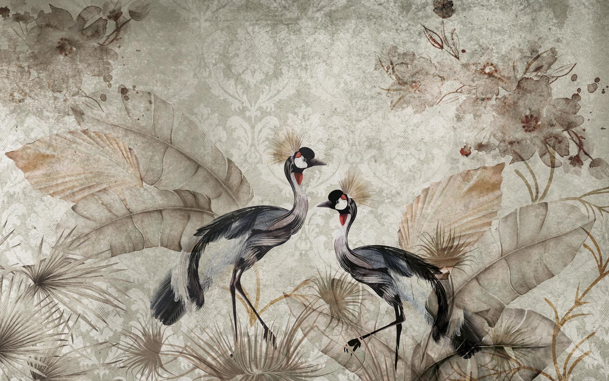Crane Furniture Wrap: Vintage Bird & Leaf Peel and Stick Decor - View 2