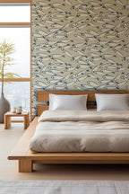 Coastal Fish Wallpaper: Hand Drawn Nautical Peel and Stick Mural - View 2