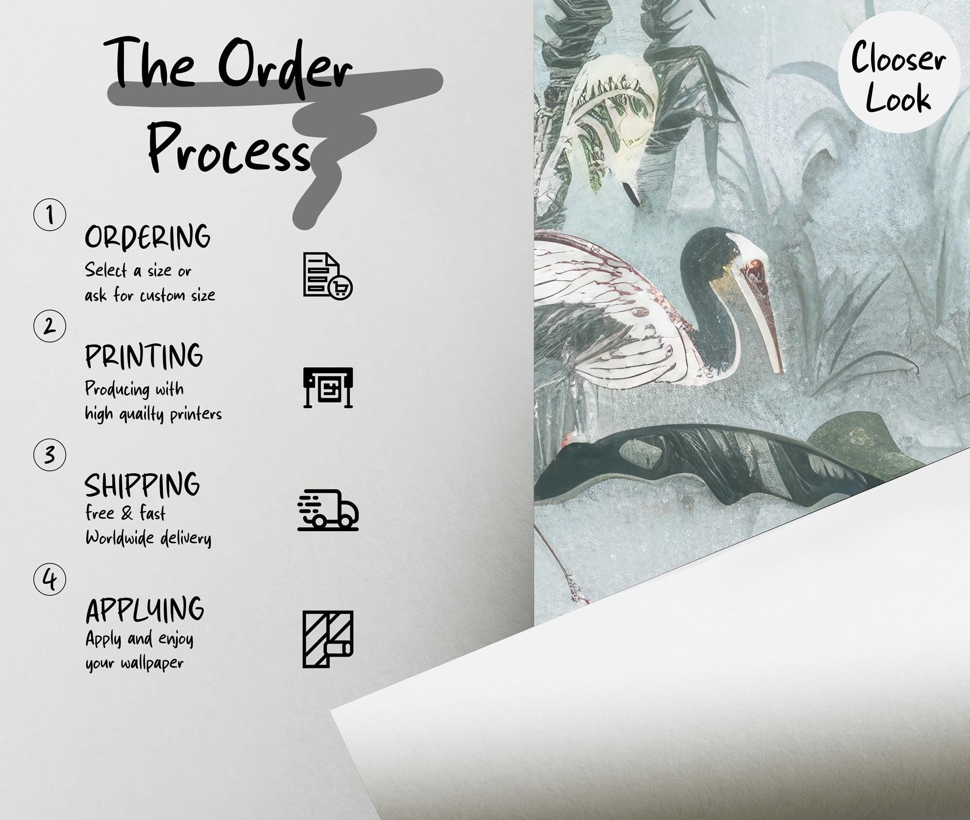 Tropical Jungle Wallpaper Mural: Vintage Rainforest Wall Art, Exotic Birds - View 4