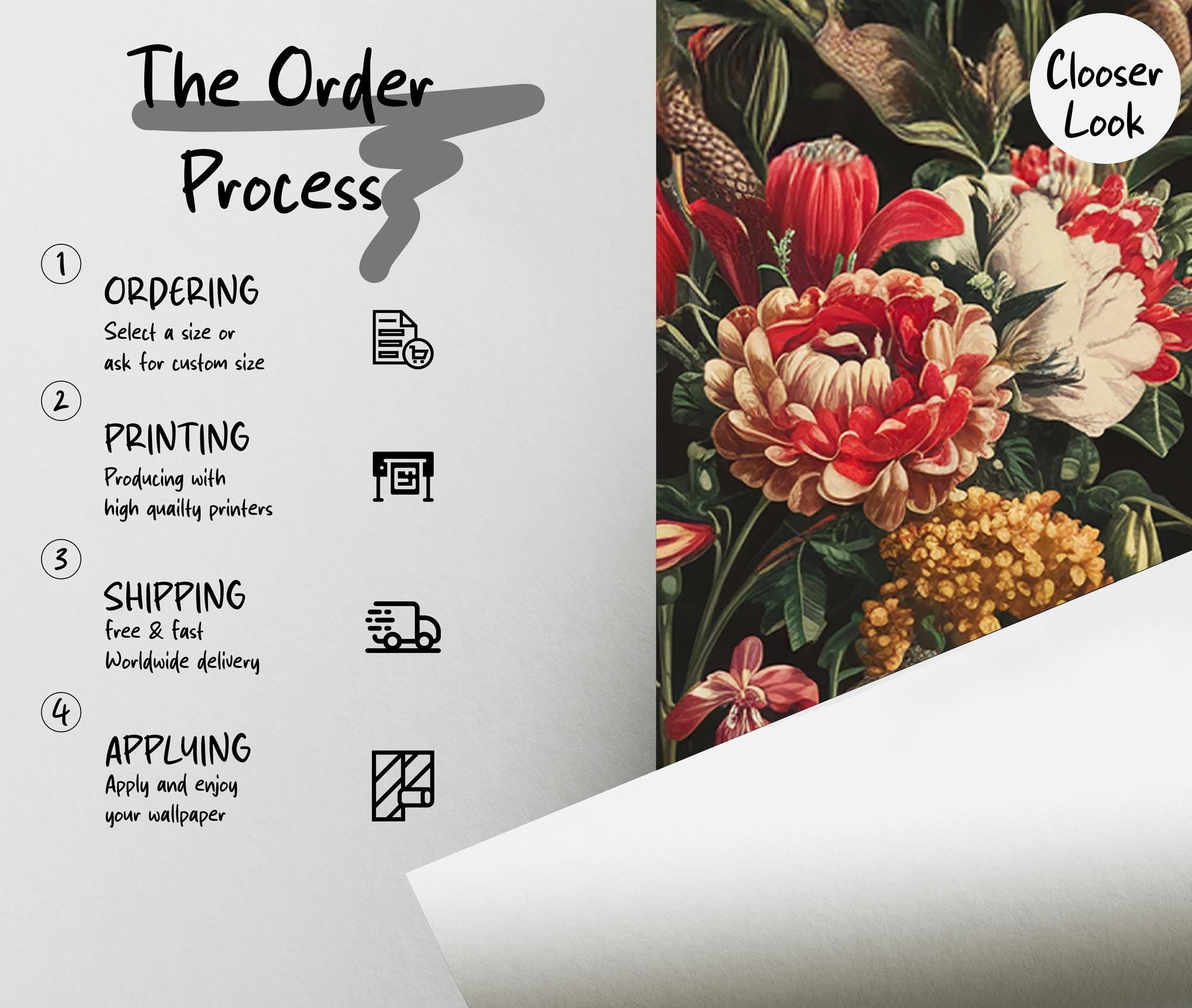 Dark Floral Snake Wallpaper Mural - Vintage Botanical Peel and Stick - View 7