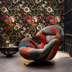 Dark Floral Snake Wallpaper Mural - Vintage Botanical Peel and Stick - View 4