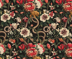 Dark Floral Snake Wallpaper Mural - Vintage Botanical Peel and Stick - View 6