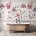Pink Wildflower Wallpaper, Peel & Stick Floral Wall Mural
