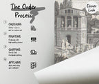 Vintage Grisaille Wallpaper Mural: Classical River Scene Peel and Stick - View 4