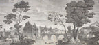 Vintage Grisaille Wallpaper Mural: Classical River Scene Peel and Stick - View 7