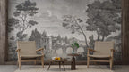 Vintage Grisaille Wallpaper Mural: Classical River Scene Peel and Stick - View 5