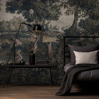 Dark Vintage Landscape Mural - Elegant Peel and Stick Wallpaper - View 6