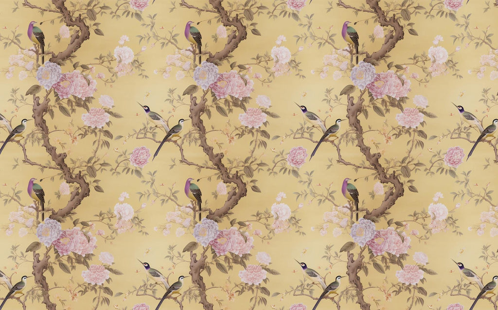 Chinoiserie Floral Peel and Stick Wallpaper: Birds & Blossoms Wall Mural - View 7