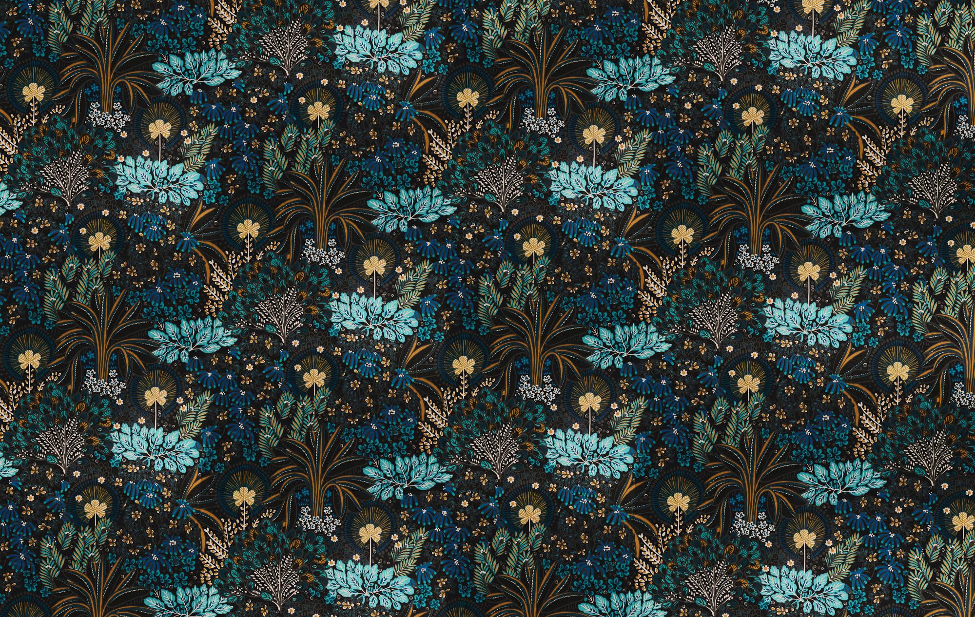Dark Floral Peel and Stick Wallpaper: Moody Botanical Mural - View 6
