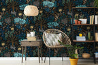 Dark Floral Peel and Stick Wallpaper: Moody Botanical Mural - View 3