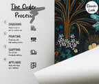 Dark Floral Peel and Stick Wallpaper: Moody Botanical Mural - View 5