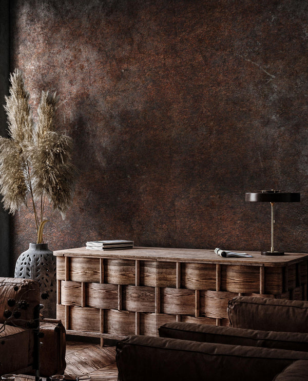 Rustic Brown Concrete Wallpaper: Distressed Texture, Modern Loft Decor, Peel and Stick