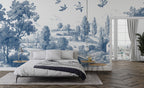 Blue Toile de Jouy Wallpaper: Vintage French Countryside Peel & Stick Mural - View 5