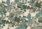 Vintage Japanese Landscape Peel and Stick Wallpaper: Asian Pagoda Mural - View 2