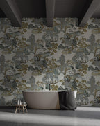 Chinoiserie Landscape Wallpaper: Asian Scenic Peel and Stick Wall Mural - View 4