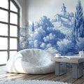 Blue Toile de Jouy Wallpaper, Scenic Wall MuralPeel and Stick Mural