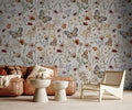 Watercolor Flower Butterfly Wallpaper: Boho Botanical Wall Mural