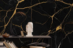 Black and Gold Marble Peel and Stick Wallpaper Mural: Modern Home Decor