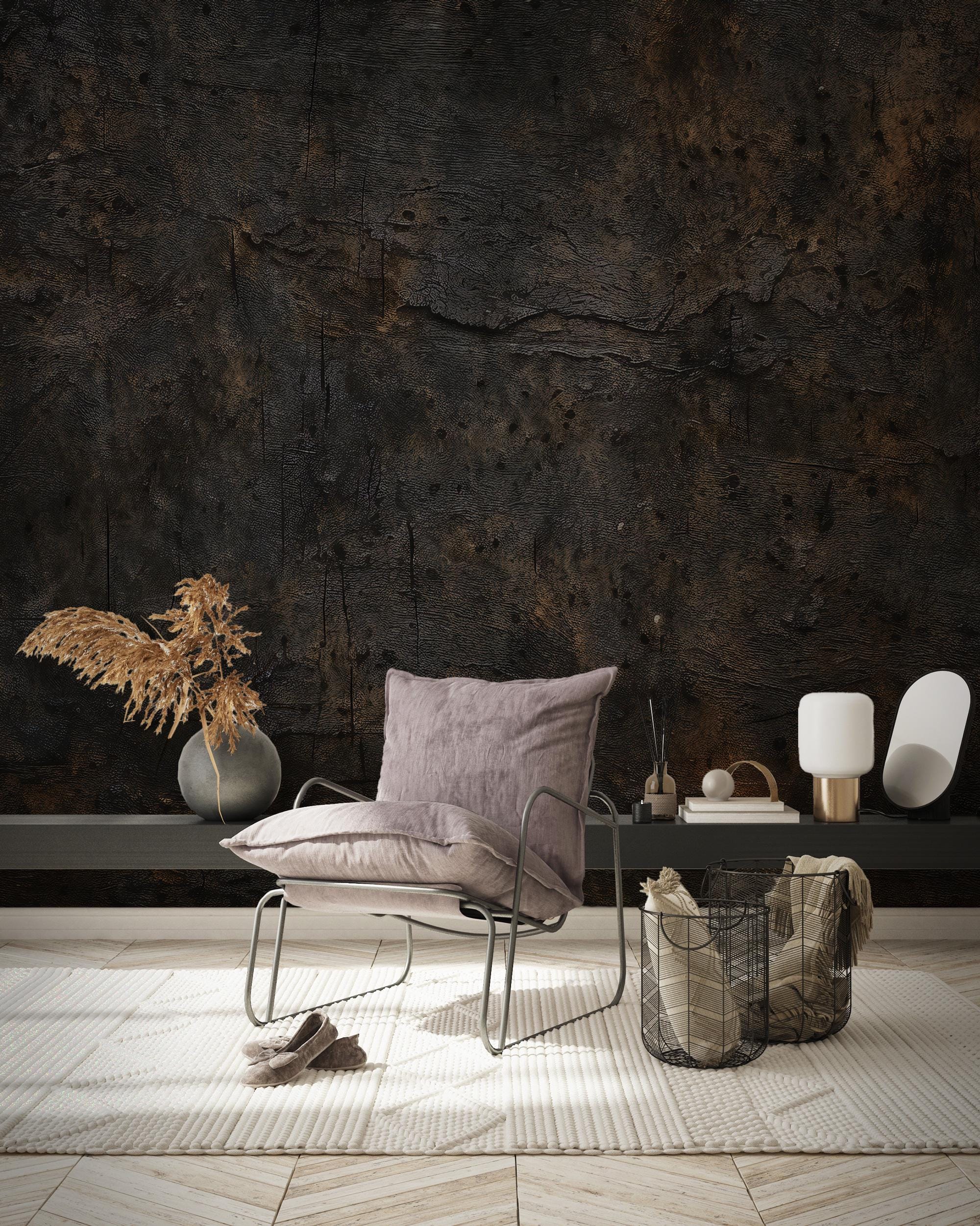 Concrete Look Wallpaper: Dark Grunge Rustic Copper Peel and Stick