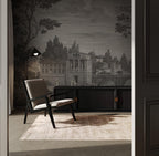 Vintage Grisaille Wallpaper Mural: Classical River Scene Peel and Stick - View 2