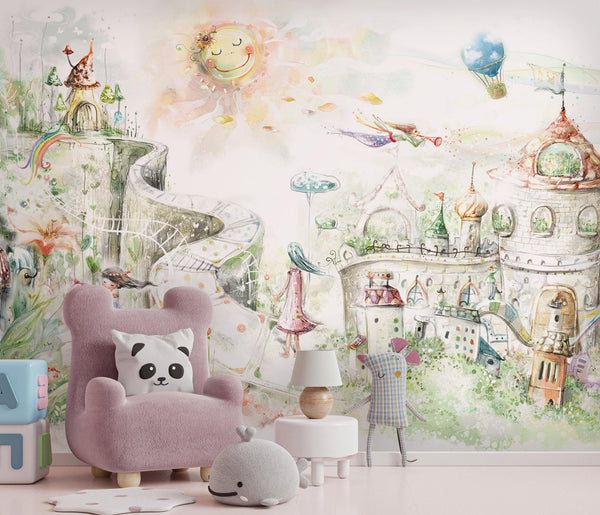 Castle Peel and Stick Wallpaper Mural: Kids Room Decor