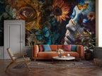 Surreal Butterfly Floral Peel and Stick Wallpaper: Boho Face Art Mural - View 2