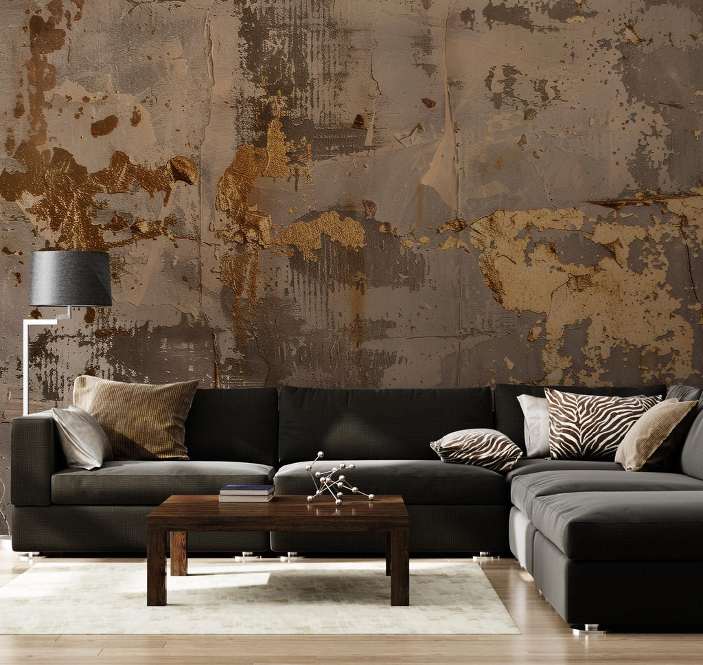 Gold Abstract Concrete Texture Wall Mural - Loft Decor - View 5