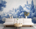 Blue Toile de Jouy Wallpaper, Scenic Wall MuralPeel and Stick Mural - View 5